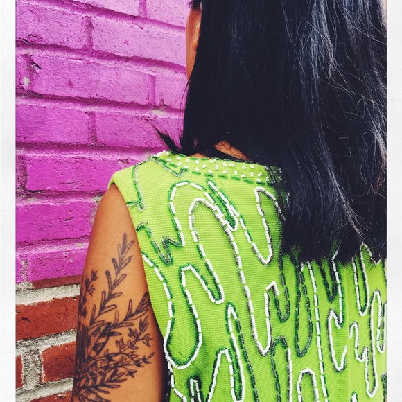 Vintage beaded dress from the 60s in wool - Picture 2 of 5